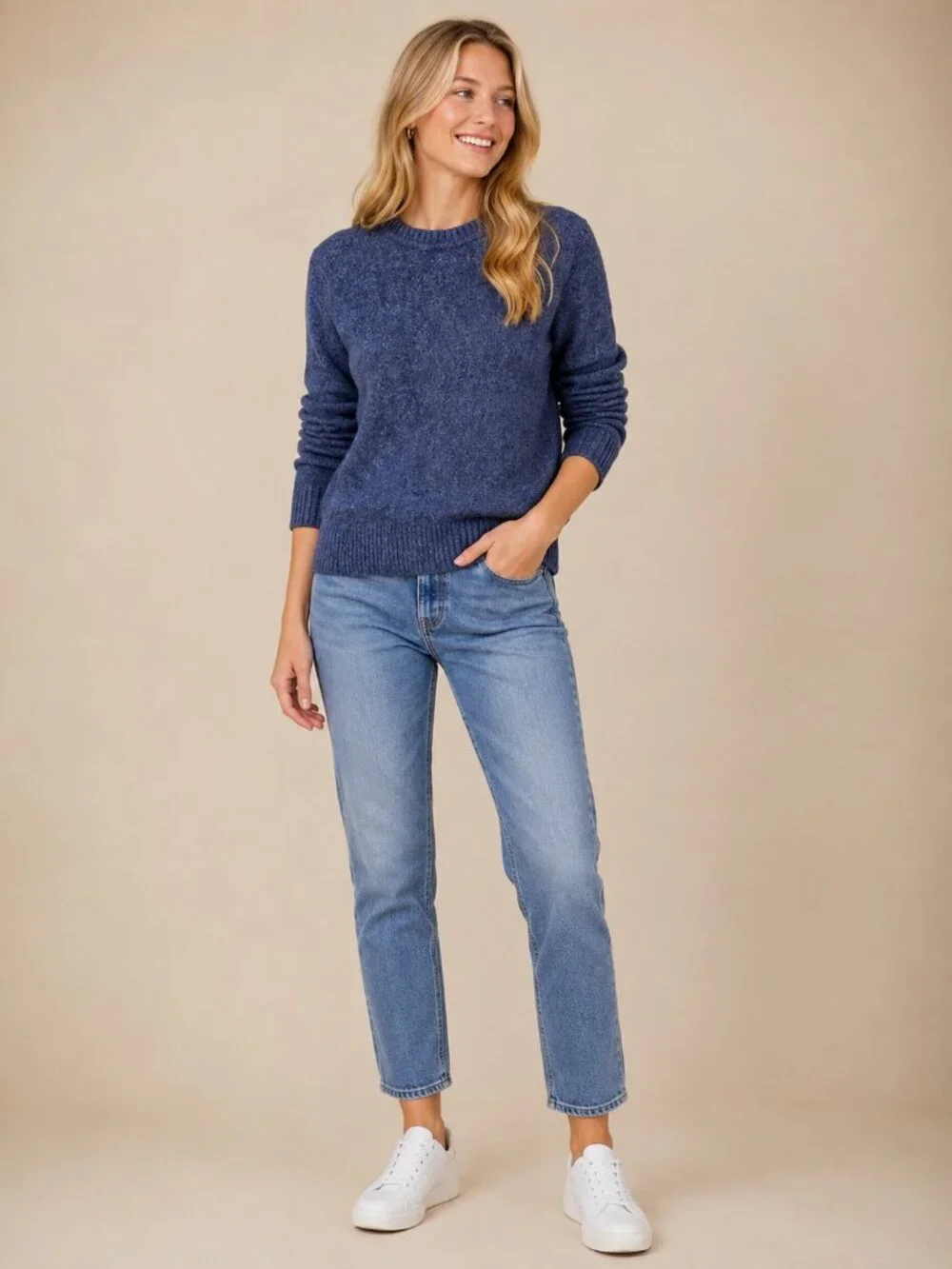 2/$30 J. Crew Rugged Merino Wool Blend Sweater Heather Blue Medium #A2240